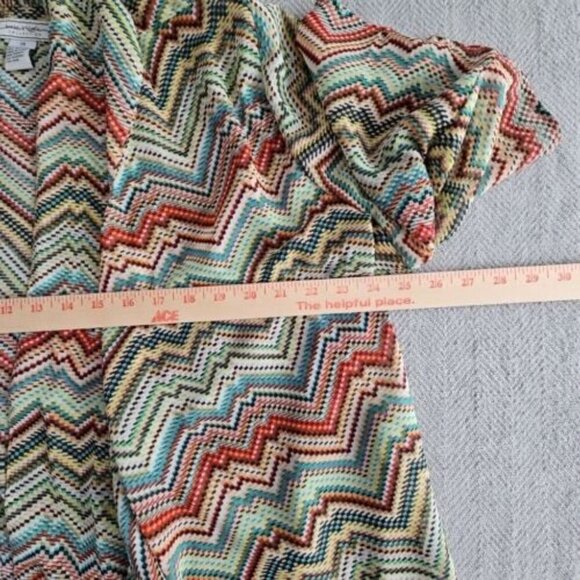 Jamie Nicole Open Front Blouse 2XL Chevron Stripes Flowy Angel Wings Sleeves - Picture 3 of 12